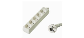 PREMIUMCORD Prodlužovací přívod 230V 3m, 5 zásuvek, bílá