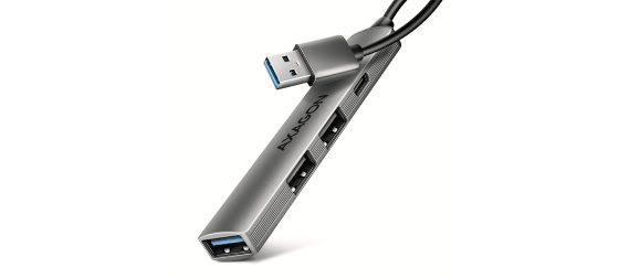 AXAGON HUE-STA, 4x USB ALU STRIP hub, 1x USB-A 5Gbps, 2x USB-A & 1x USB-C 480Mbps, kabel USB-A 12cm
