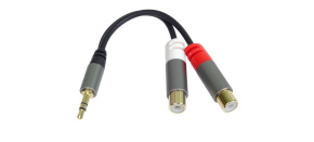 PremiumCord kabel HQ Jack 3.5mm Male - 2x CINCH Female 15cm