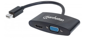 MANHATTAN 2-in-1 4K Mini DisplayPort Adapter, Mini DP Male to HDMI/VGA Female, Passive, Black MANHATTAN 2-in-1 4K Mini DisplayPort Adapter, Mini DP Male to HDMI/VGA Female, Passive, Black