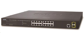 Planet GS-4210-16T2 Switch, L2/L4, 16x 1000Base-T, 2x SFP, Web/SNMPv3, VLAN, QoS, IPv6, fanless