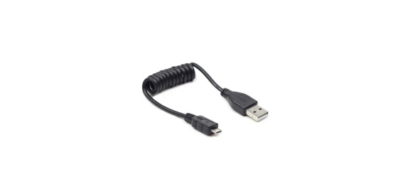 Gembird CC-mUSB2C-AMBM-0.6M – spirálový USB 2.0 kabel (USB-A ⇄ microUSB-B), 0,6 m, černý