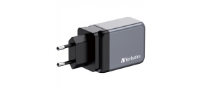 VERBATIM GaN Nabíječka do sítě GNC-65, 65W, 2x USB-C, 1x USB VERBATIM GaN Nabíječka do sítě GNC-65, 65W, 2x USB-C, 1x USB