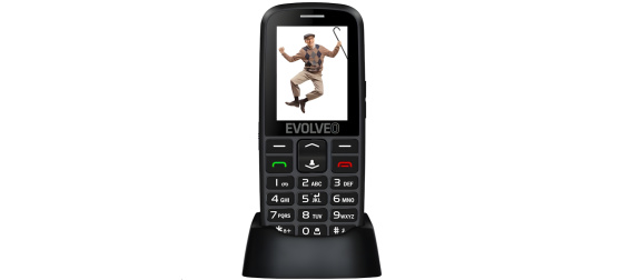 EVOLVEO EasyPhone EG, mobilní telefon pro seniory s nabíjecím stojánkem, černá