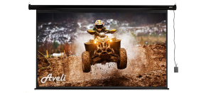Elektrické projekční plátno AVELI, 221x125 (16:9) 100", černý tubus