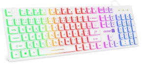 CONNECT IT kancelářská podsvícená klávesnice Chocolate RNBW, CZ + SK verze, bílá