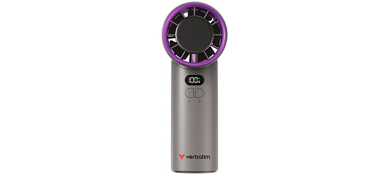 VERBATIM ruční ventilátor Cool 'n' Go Ice Touch, USB-C, šedá/fialová
