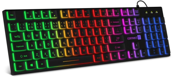 CONNECT IT Chocolate RNBW CKB-5050-CS – kancelářská podsvícená klávesnice, CZ/SK, černá