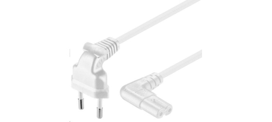 PREMIUMCORD Kabel síťový 230V k magnetofonu se zahnutými konektory 5m, bílý