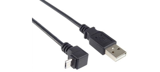 PremiumCord Kabel micro USB 2.0, A-B, konektor do úhlu 90° 1m (černý)