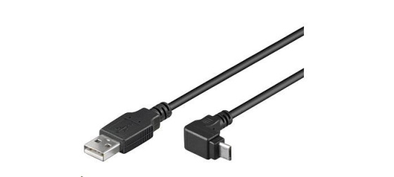 PremiumCord Kabel micro USB 2.0, A-B, konektor do úhlu 90° 1.8m (černý)