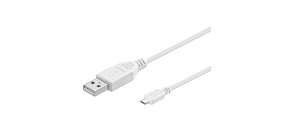 PremiumCord kabel micro USB 2.0, A-B 3m, bílá