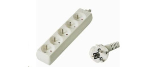 PREMIUMCORD Prodlužovací přívod 230V 2m, 5 zásuvek, bílá PREMIUMCORD Prodlužovací přívod 230V 2m, 5 zásuvek, bílá