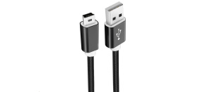 WG - Datový kabel USB Mini-B (5 pins)-USB-A / 1m / nylon braided / black