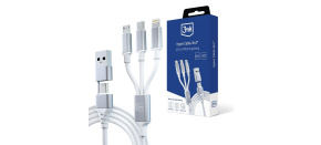 3mk nabíjecí kabel - Hyper Cable 3in1 A/C to C/Micro/Lightning 1.5m, bílá 3mk nabíjecí kabel - Hyper Cable 3in1 A/C to C/Micro/Lightning 1.5m, bílá