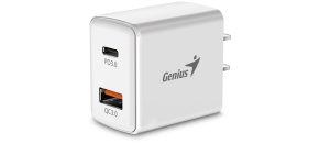 GENIUS nabíječka PD-20AC, 20W, rychlé nabíjení, USB-C PD3.0, USB-A QC3.0, bílá