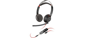 HP Renew Poly Blackwire 5220 Stereo USB-C Headset +3.5mm Plug +USB-C/A Adapter
