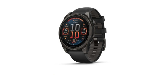 Garmin fenix® 8 – 47 mm, AMOLED, Sapphire, Carbon grey DLC titanium s Black/Gray silikonovým řemínkem, EU