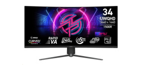 MSI LCD MPG 346CQRF X24, 34", VA, 3440x1440, 240Hz, 0.5ms, HDMI, DP, USB, VESA, Audio, Black