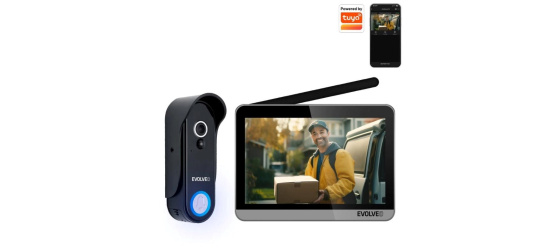 EVOLVEO DoorPhone W7, Sada domácího bezdrátového videotelefonu s WiFi černý stříbrný monitor