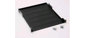 TRITON Police s perforací 19", 1U/650mm, nosnost 40kg, šedá