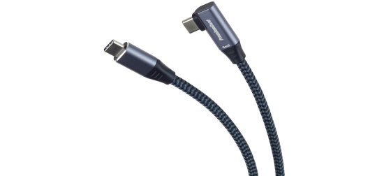 PREMIUMCORD USB-C zahnutý kabel (USB 3.2 Gen2x2, 5A, 100W, 20Gbit/s) 3m, Šedá