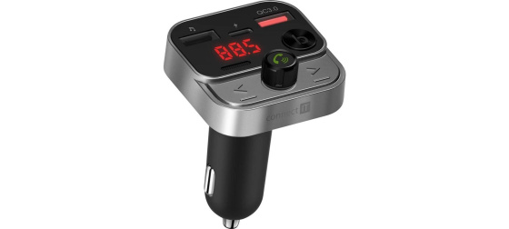 CONNECT IT InCarz Bezdrátový FM transmitter, 2x USB-A + 1x USB-C, Stříbrno-černá
