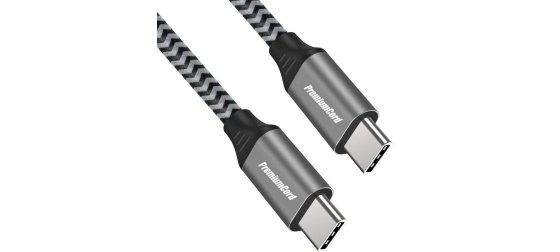 PREMIUMCORD Kabel USB-C M/M, 100W 20V/5A 480Mbps bavlněný oplet, 1m