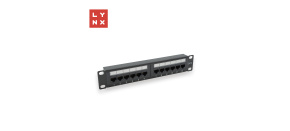 LYNX 10" patch panel 12-port, UTP Cat6, 50µ, nestíněný, černý LYNX 10" patch panel 12-port, UTP Cat6, 50µ, nestíněný, černý