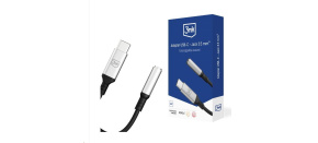 3mk adaptér USB-C/Jack 3,5mm (samice) 0,15m, černo-stříbrná