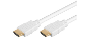 PremiumCord HDMI High Speed + Ethernet kabel, zlacené konektory, 1m, bílý