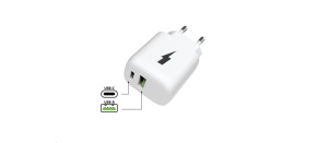 WG - Síťová nabíječka 2x USB, 1x USB-C PD PPS 3.0 30W + 1x USB-A QC4 18W, white WG - Síťová nabíječka 2x USB, 1x USB-C PD PPS 3.0 30W + 1x USB-A QC4 18W, white