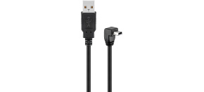 PremiumCord USB 2.0 A–Mini B (5pin) kabel s úhlovým konektorem 90°, 1,8 m, černý