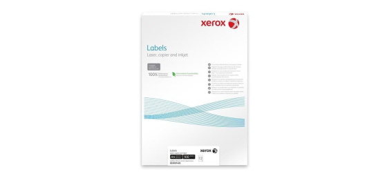 Xerox Papír - Bílé samolepicí štítky pro černobílý tisk - ostré rohy (Labels 4UP 105x148.5, 100 listů, A4)