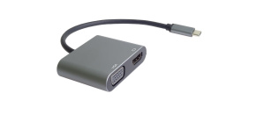 PremiumCord MST adaptér USB-C na HDMI + VGA, rozlišení 4K a FULL HD 1080p
