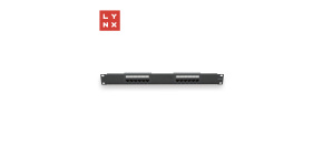 LYNX 19" patch panel 12-port, UTP Cat5e, 50µ, nestíněný, černý LYNX 19" patch panel 12-port, UTP Cat5e, 50µ, nestíněný, černý
