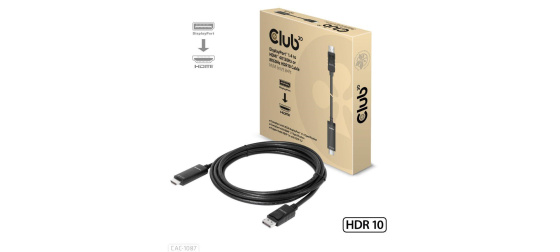 Club3D kabel DP 1.4 na HDMI, 4K120Hz nebo 8K60Hz HDR10, M/M, 3m