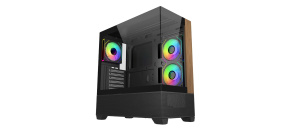 Cooler Master case Elite 690 Wood, ATX, Průhledná bočnice, 3x 120mm ARGB Fan, Černá