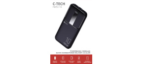 C-TECH Powerbanka 10000mAh, Li-Pol, 22,5W, USB-C/USB-A/micro USB
