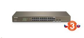 Tenda TEG1024F - 22-port Gigabit Ethernet Switch + 2x Combo SFP/RJ45, 10/100/1000 Mbps, Fanless, Rackmount, Kov Tenda TEG1024F - 22-port Gigabit Ethernet Switch + 2x Combo SFP/RJ45, 10/100/1000 Mbps, Fanless, Rackmount, Kov
