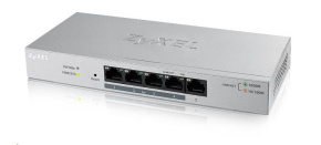 Zyxel GS1200-5HPv2 5-port Desktop Gigabit Web Smart PoE switch, 4x PoE+ GbE, PoE 60W, fanless