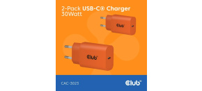 Club3D Nabíječka, USB-C, Power Delivery 15V/2A, 2-pack, oranžová Club3D Nabíječka, USB-C, Power Delivery 15V/2A, 2-pack, oranžová