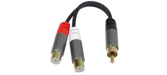 PremiumCord rozdvojka HQ CINCH Male - 2x CINCH Female 15cm