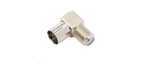 Konektor F spojka úhlová (F samice - IEC samice) pro koaxiální kabel - 10ks