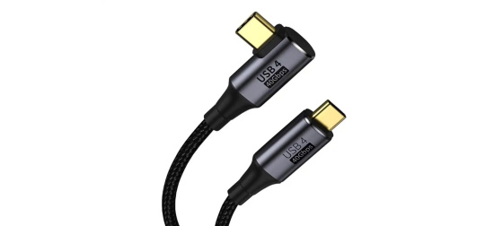 PREMIUMCORD Zahnutý 90° Kabel USB4 Gen 3x2 40Gbps 8K@60Hz 240W Thunderbolt 3 kabel 1,2m
