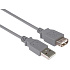 PREMIUMCORD Kabel USB 2.0 A-A 1m, prodlužovací (M/F) šedý