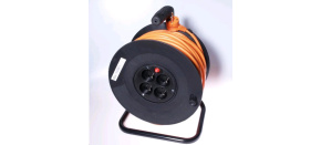 PREMIUMCORD Prodlužovací přívod 230V buben 25m, 4 zásuvky, černá