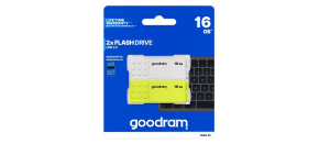 GOODRAM Flash Disk 2x16GB UME2, USB 2.0, bílá, žlutá GOODRAM Flash Disk 2x16GB UME2, USB 2.0, bílá, žlutá